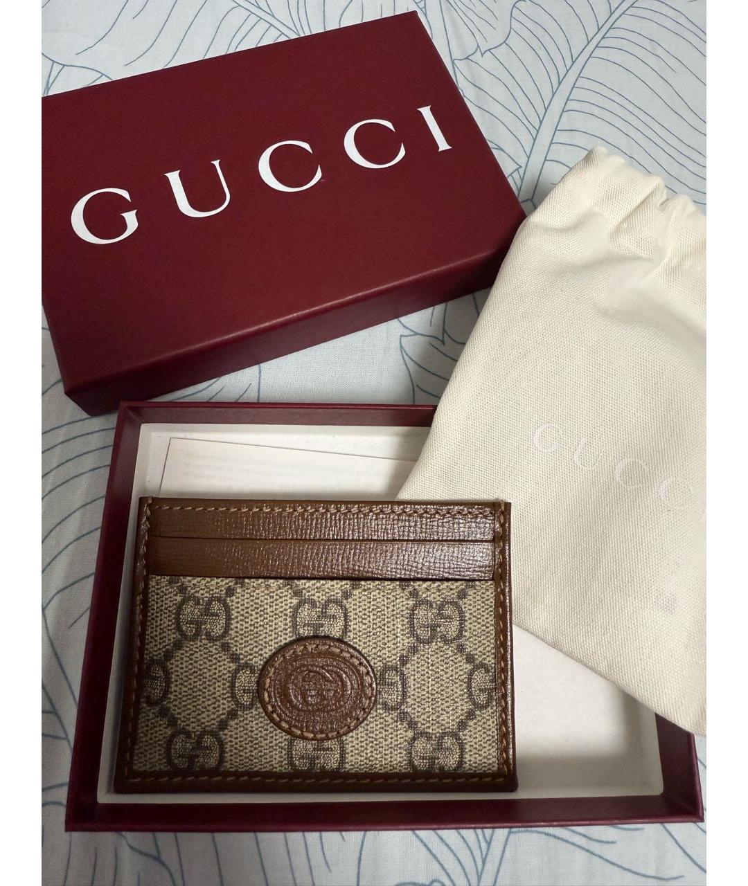 GUCCI Коричневая кожаная визитница, фото 4