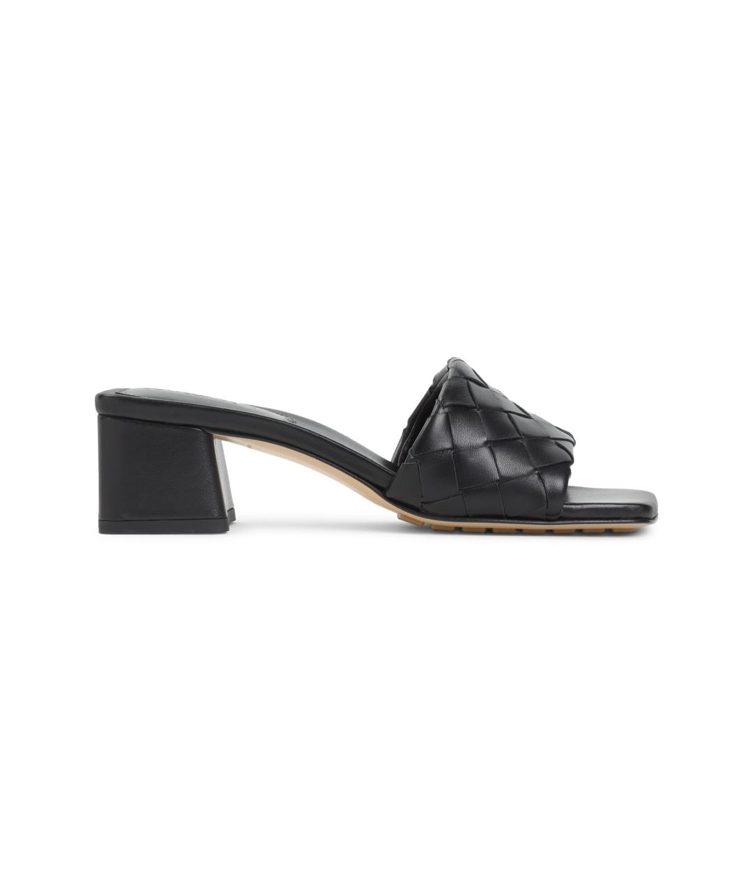BOTTEGA VENETA Черные кожаные мюли, фото 1