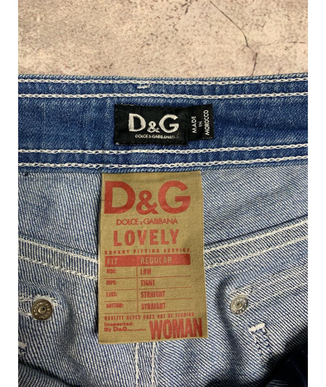 DOLCE&GABBANA Синие хлопко-эластановые прямые джинсы, фото 3