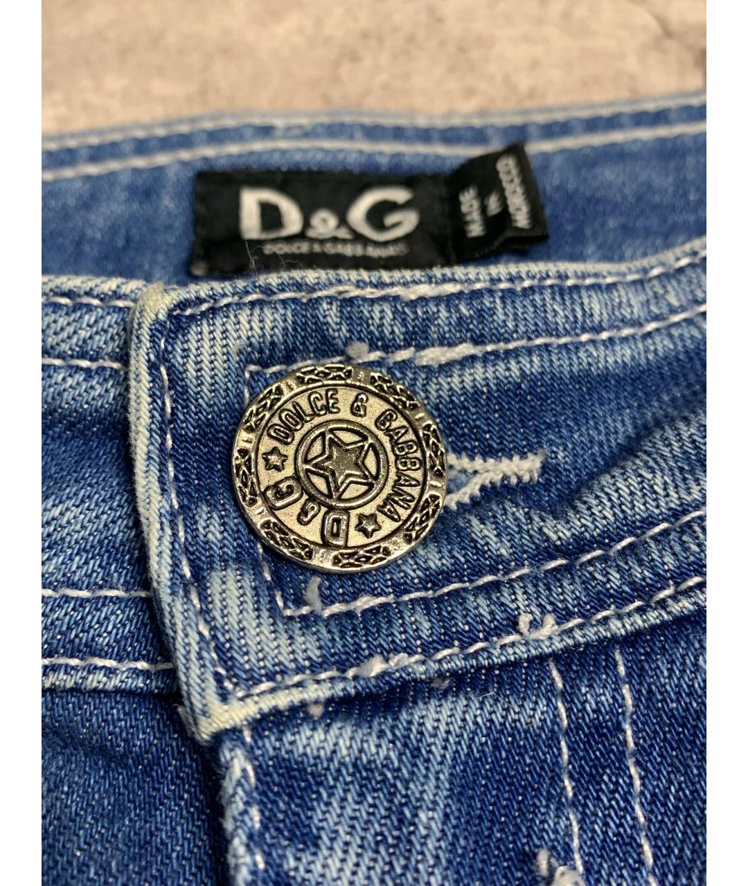 DOLCE&GABBANA Синие хлопко-эластановые прямые джинсы, фото 6