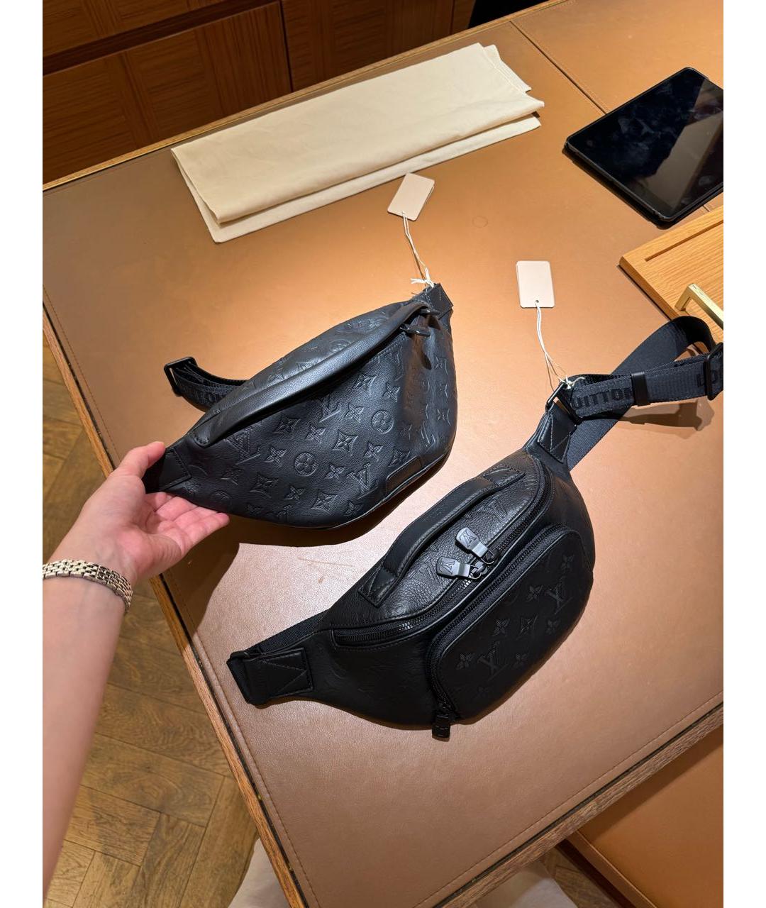 LOUIS VUITTON Черная кожаная поясная сумка, фото 4
