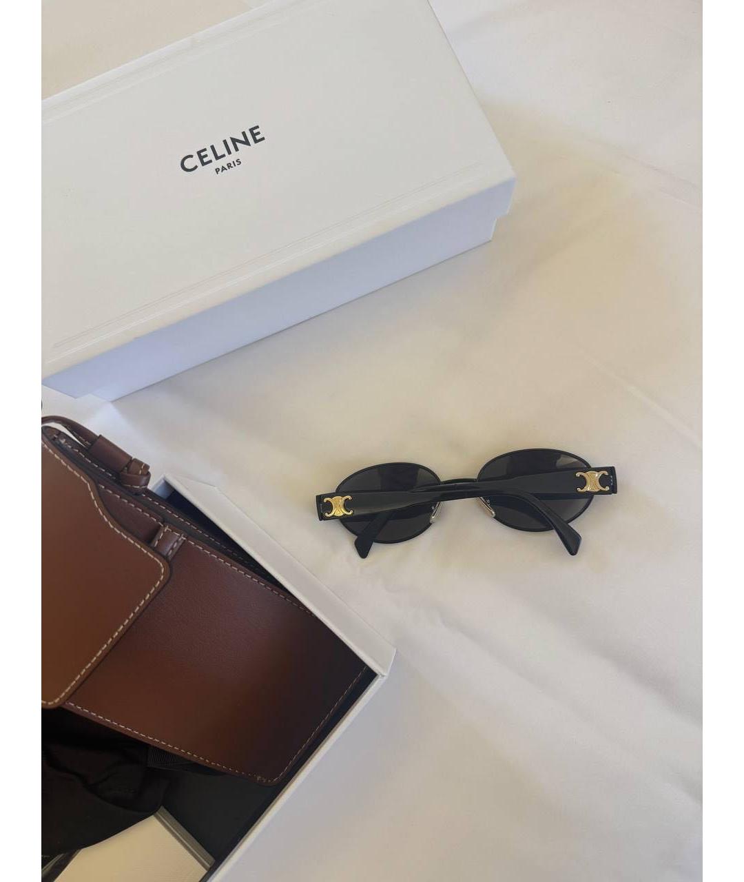 CELINE Черные металлические солнцезащитные очки, фото 3