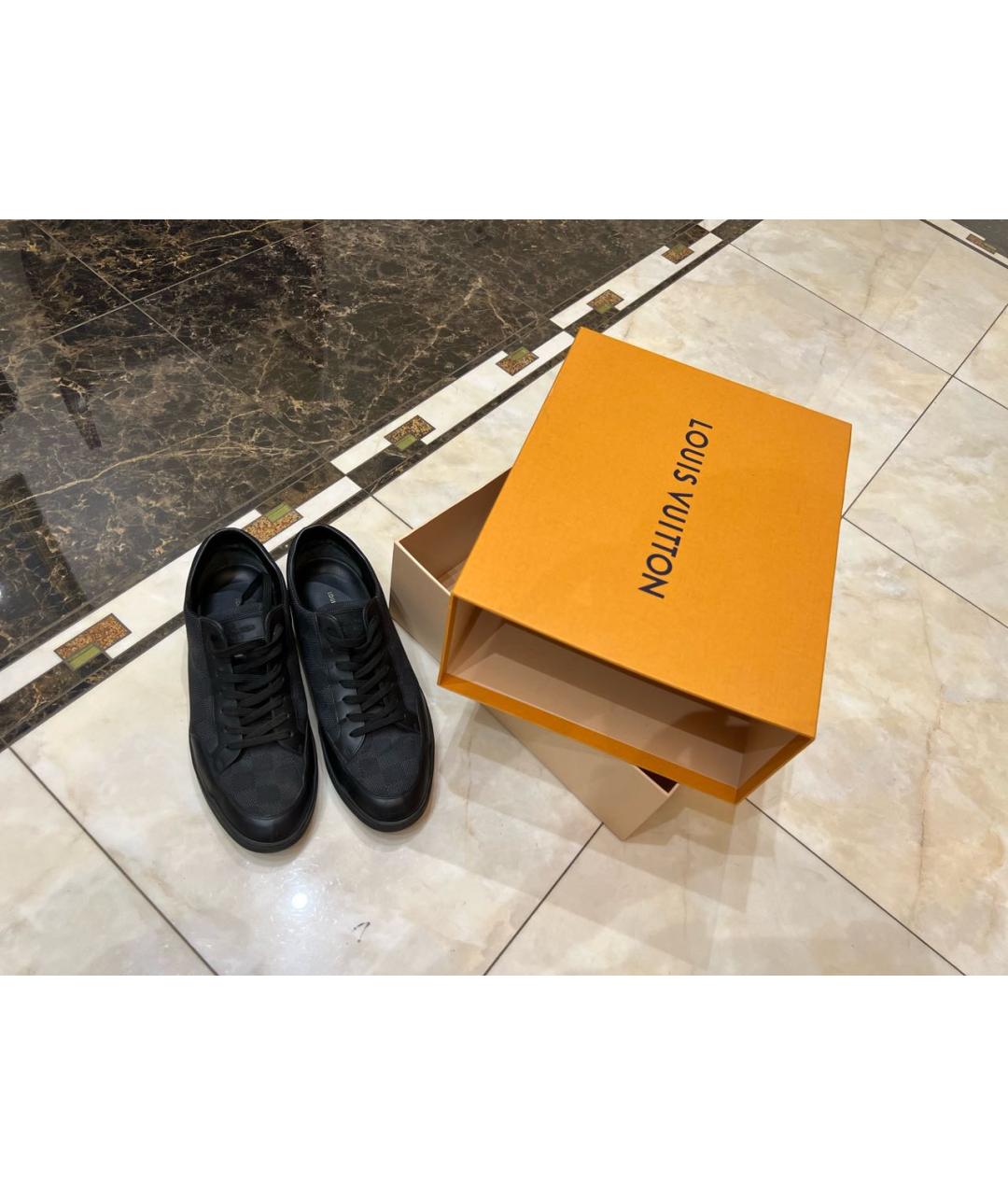 LOUIS VUITTON Черные кожаные низкие кроссовки / кеды, фото 7
