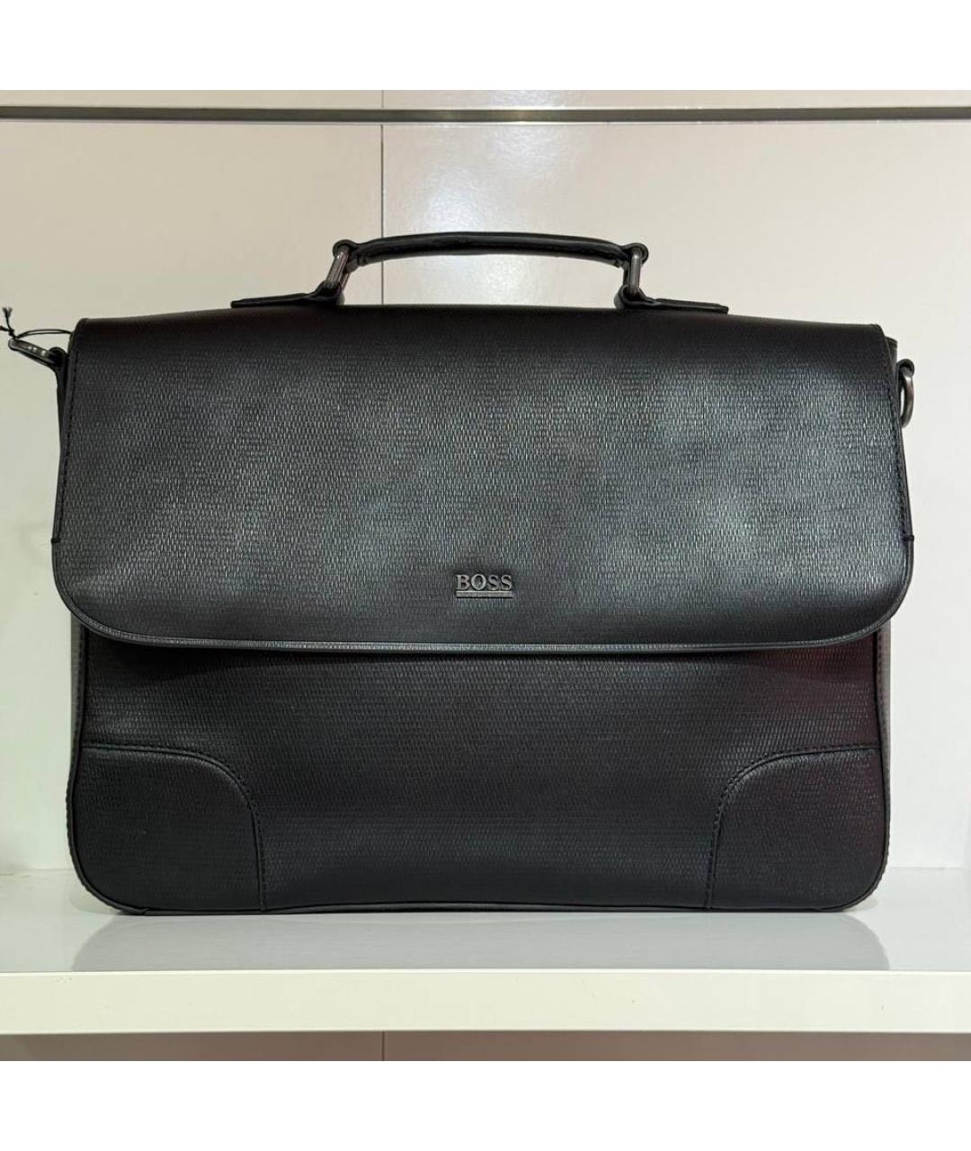 HUGO BOSS Черная кожаная сумка на плечо, фото 8