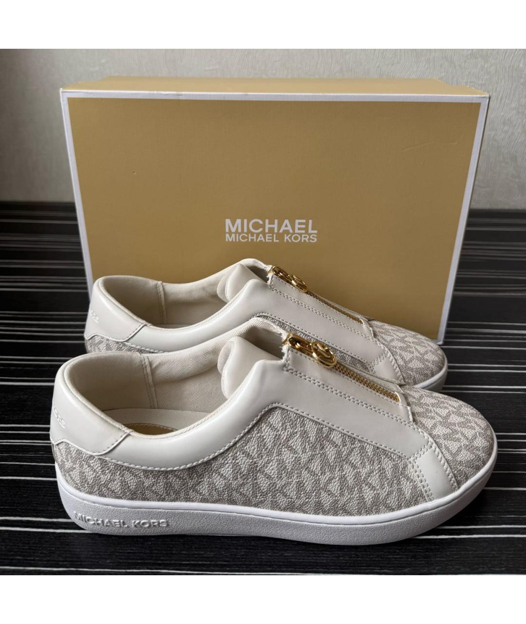 MICHAEL KORS Белые кожаные кеды, фото 6