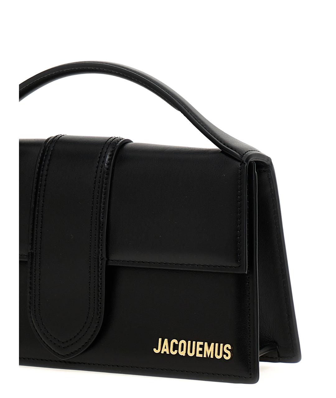 JACQUEMUS Черная кожаная сумка с короткими ручками, фото 3