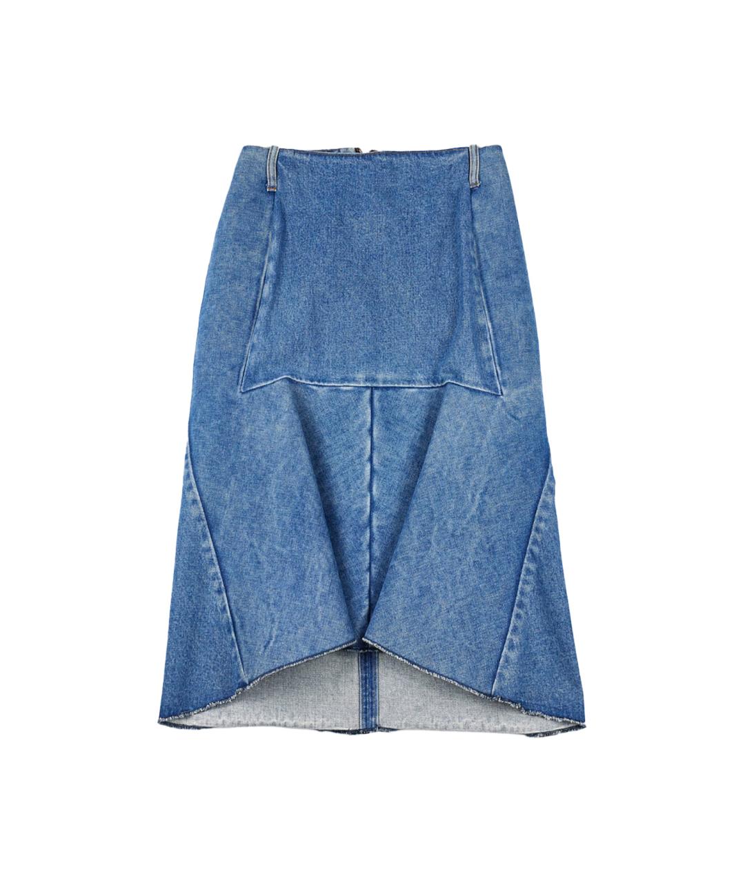 BALENCIAGA Синяя хлопковая юбка миди, фото 1