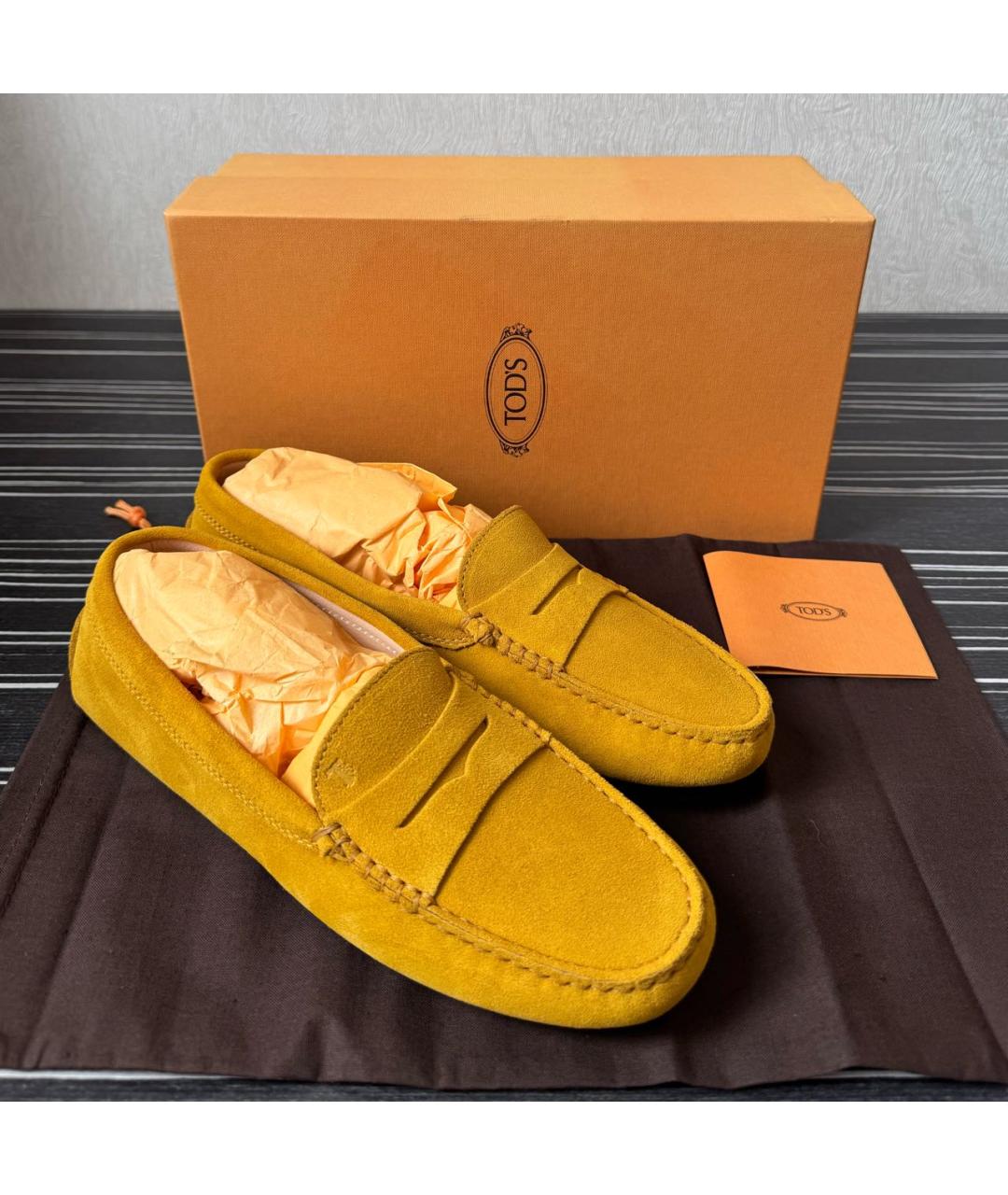 TOD'S Горчичные замшевые мокасины, фото 6