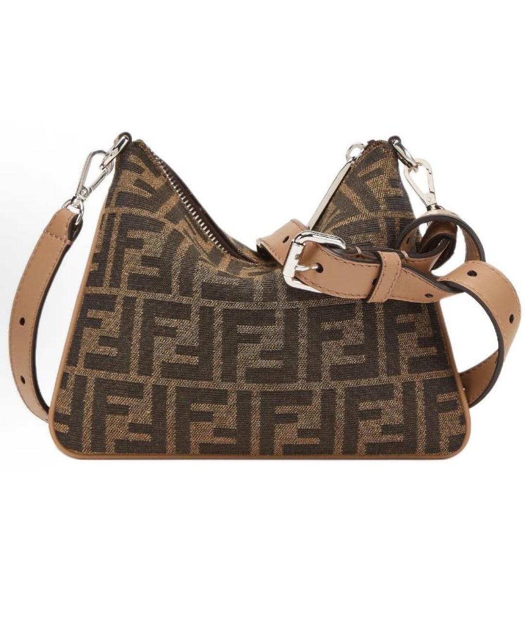 FENDI Коричневая тканевая сумка через плечо, фото 5