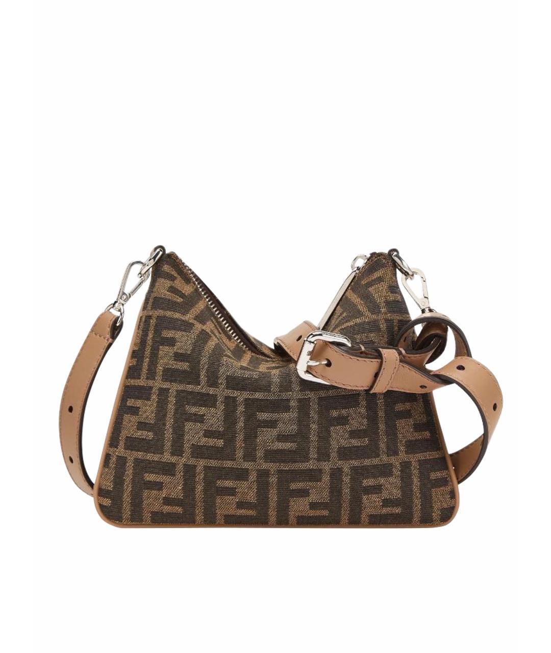 FENDI Коричневая тканевая сумка через плечо, фото 1