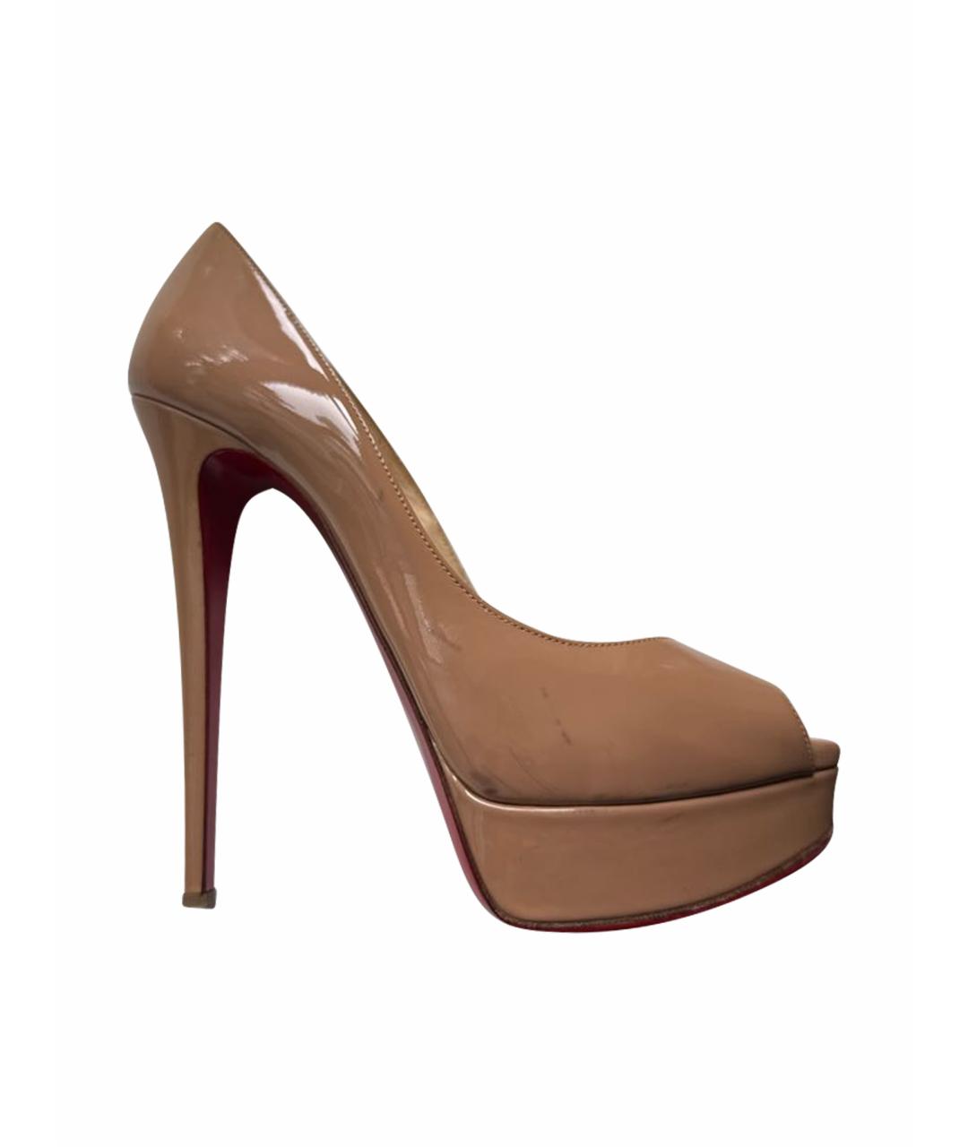 CHRISTIAN LOUBOUTIN Бежевые кожаные туфли, фото 1