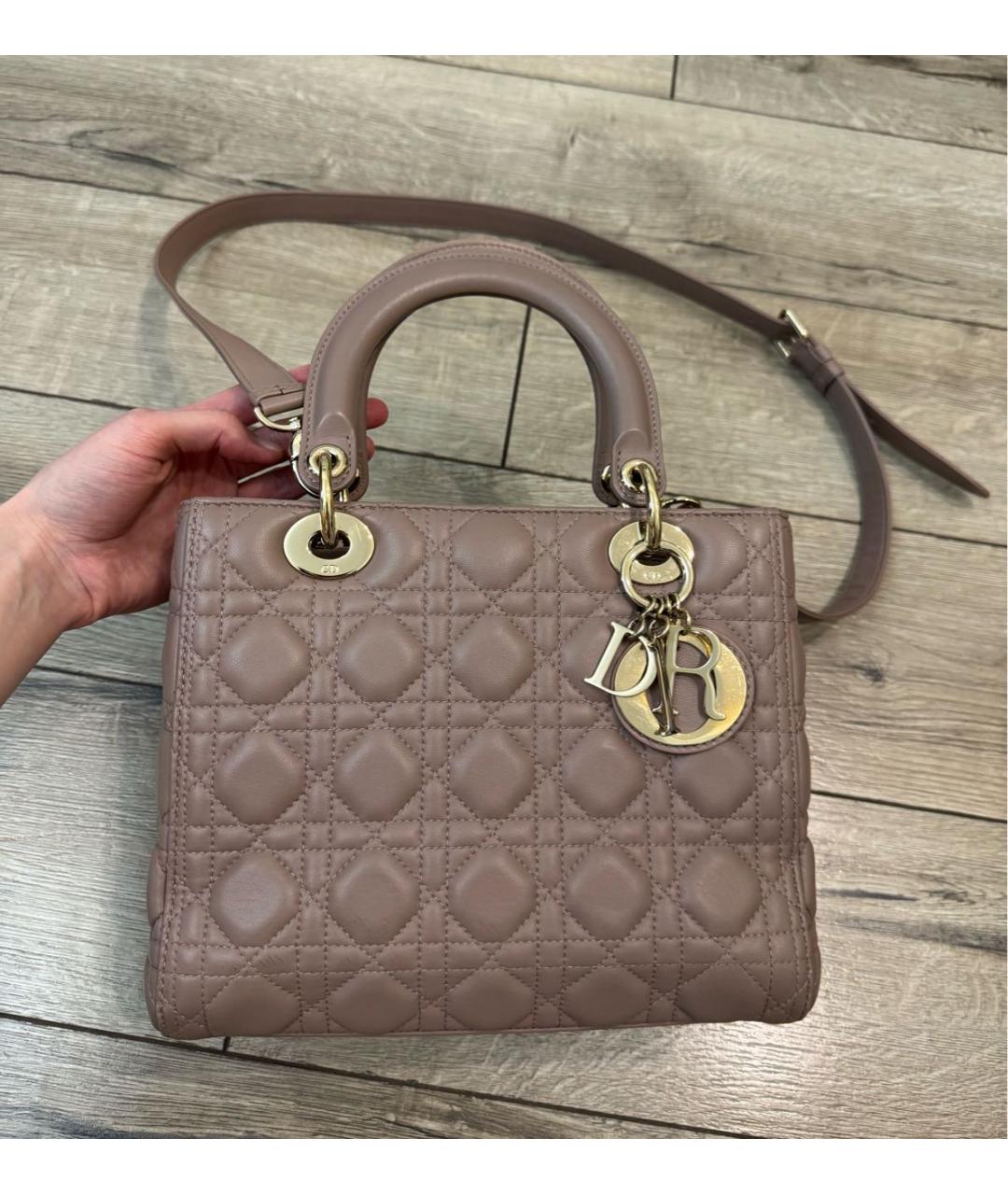CHRISTIAN DIOR Розовая кожаная сумка с короткими ручками, фото 3