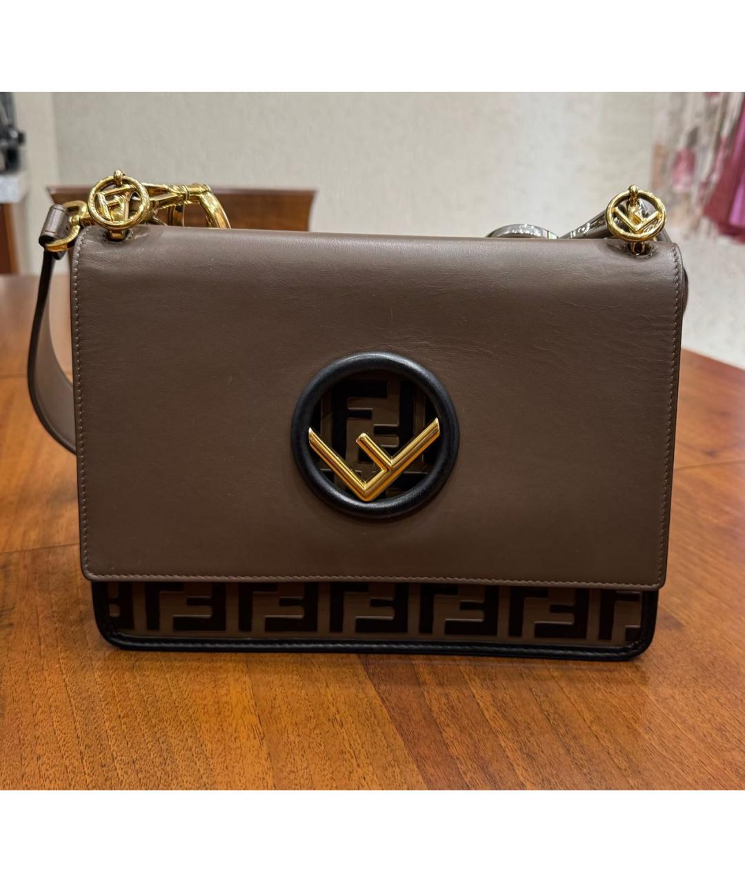 FENDI Коричневая кожаная сумка тоут, фото 2