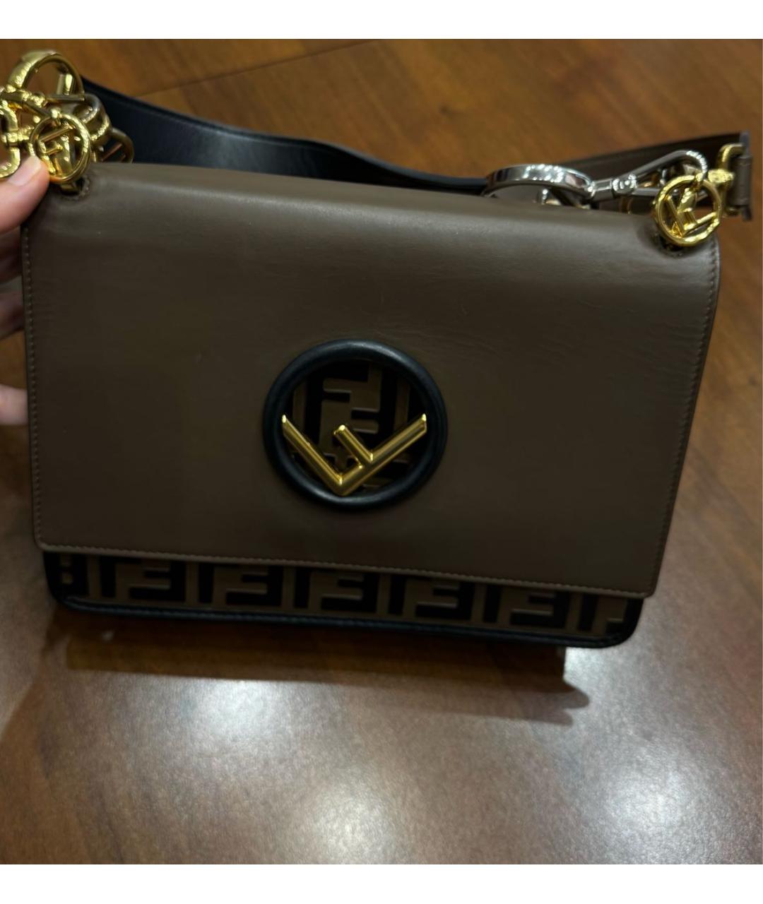 FENDI Коричневая кожаная сумка тоут, фото 3