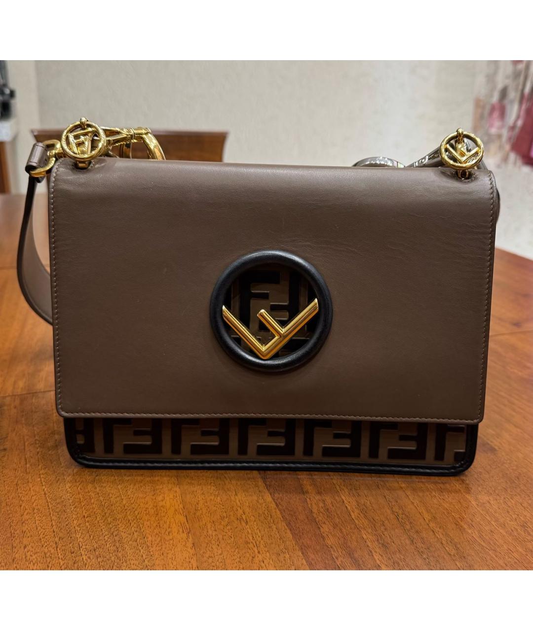 FENDI Коричневая кожаная сумка тоут, фото 5