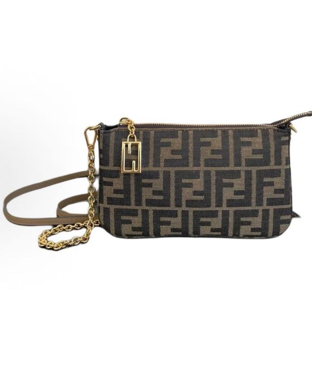 FENDI Коричневая тканевая сумка через плечо, фото 5