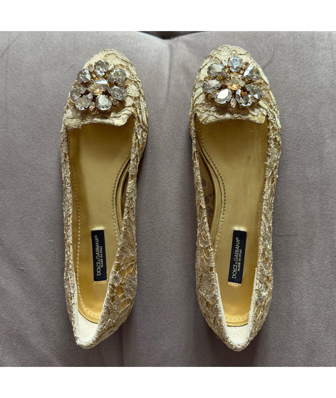 DOLCE&GABBANA Бежевые текстильные балетки, фото 4