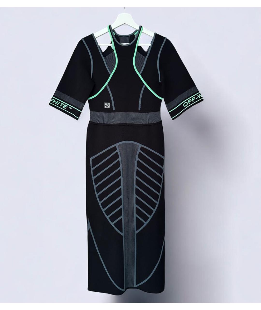 OFF-WHITE Черное вискозное повседневное платье, фото 2