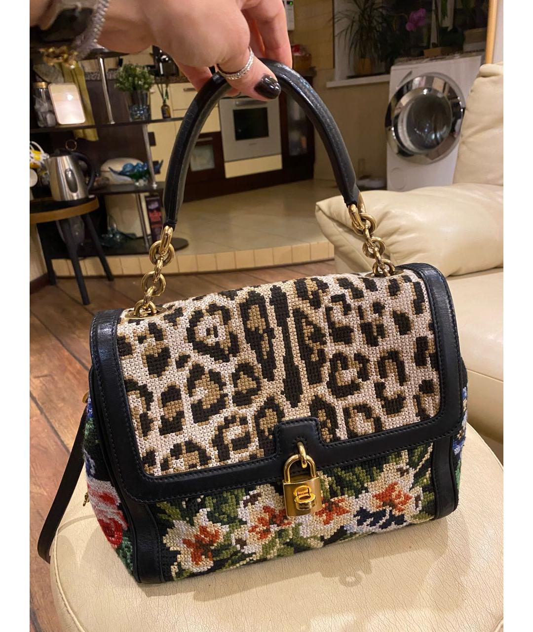 DOLCE&GABBANA Черная жаккардовая сумка через плечо, фото 3