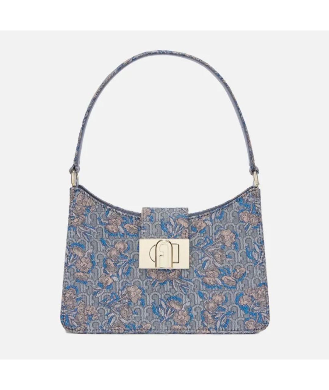 FURLA Темно-синяя тканевая сумка с короткими ручками, фото 6