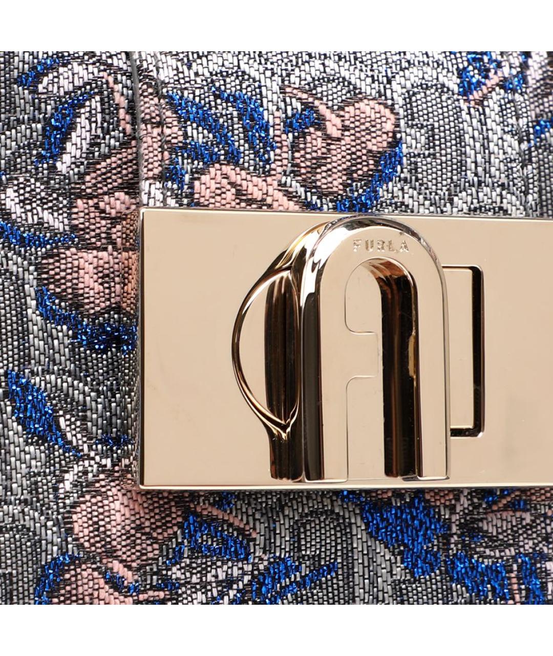 FURLA Темно-синяя тканевая сумка с короткими ручками, фото 3