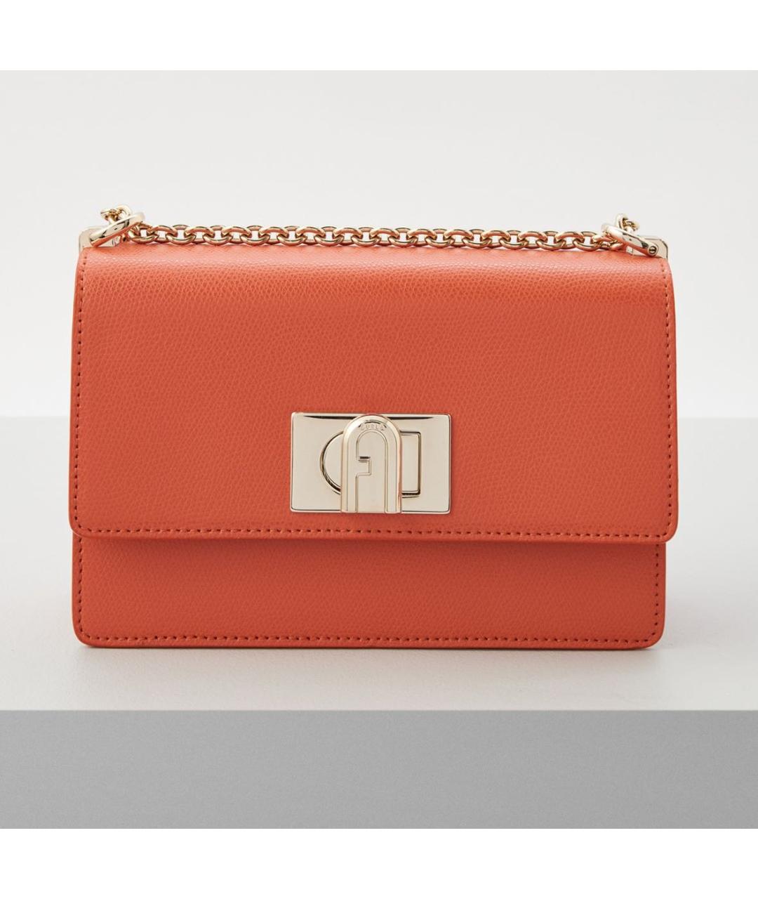FURLA Оранжевая кожаная сумка через плечо, фото 5