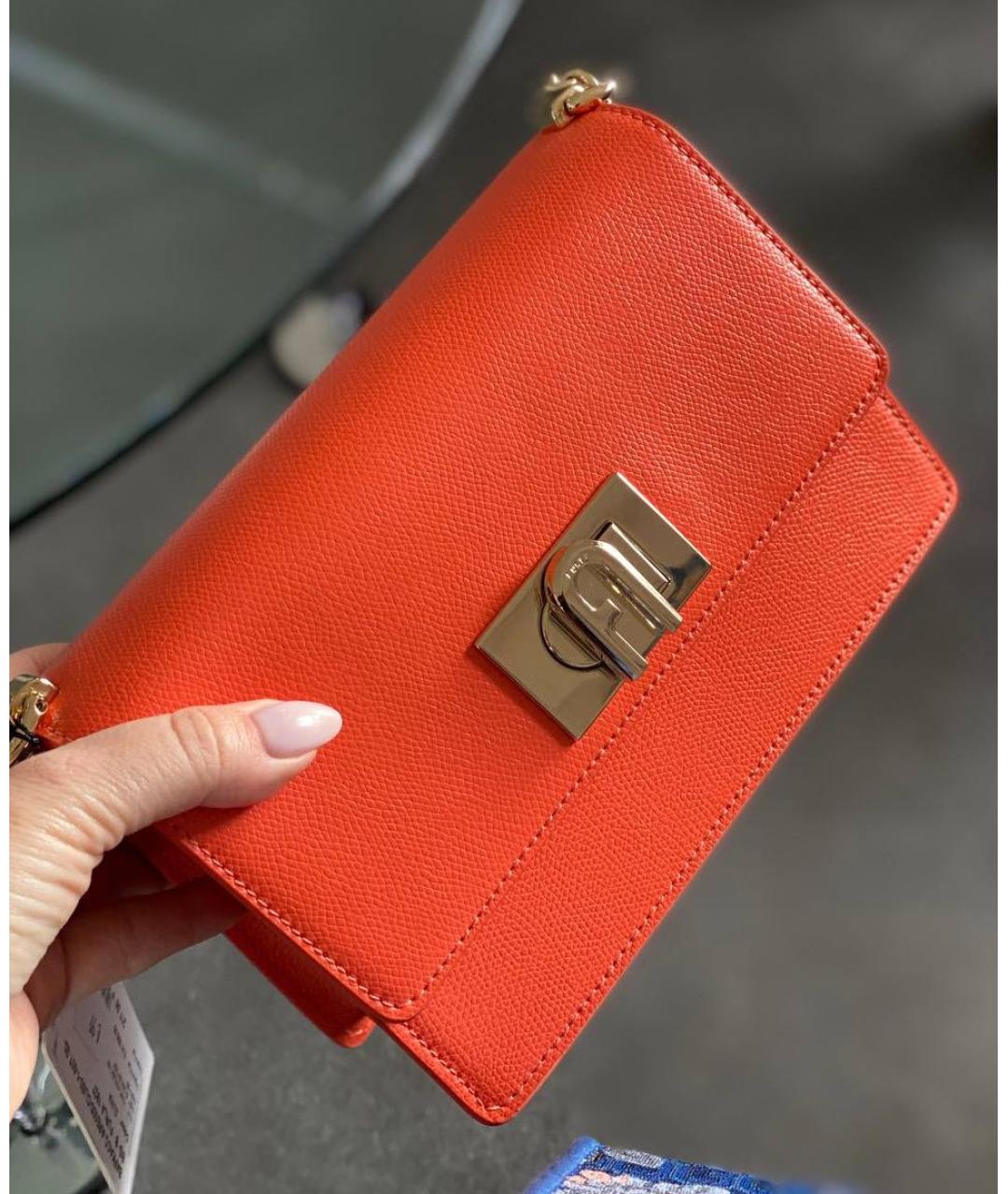 FURLA Оранжевая кожаная сумка через плечо, фото 4