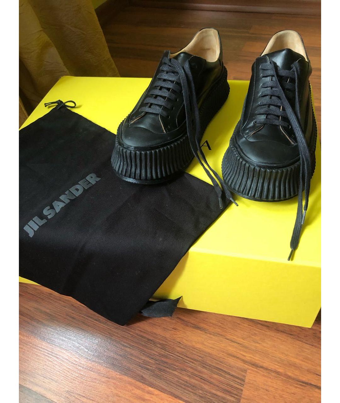 JIL SANDER Черные кожаные кеды, фото 7