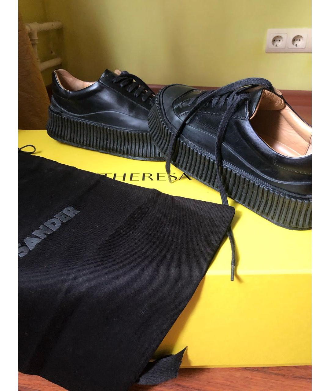 JIL SANDER Черные кожаные кеды, фото 8