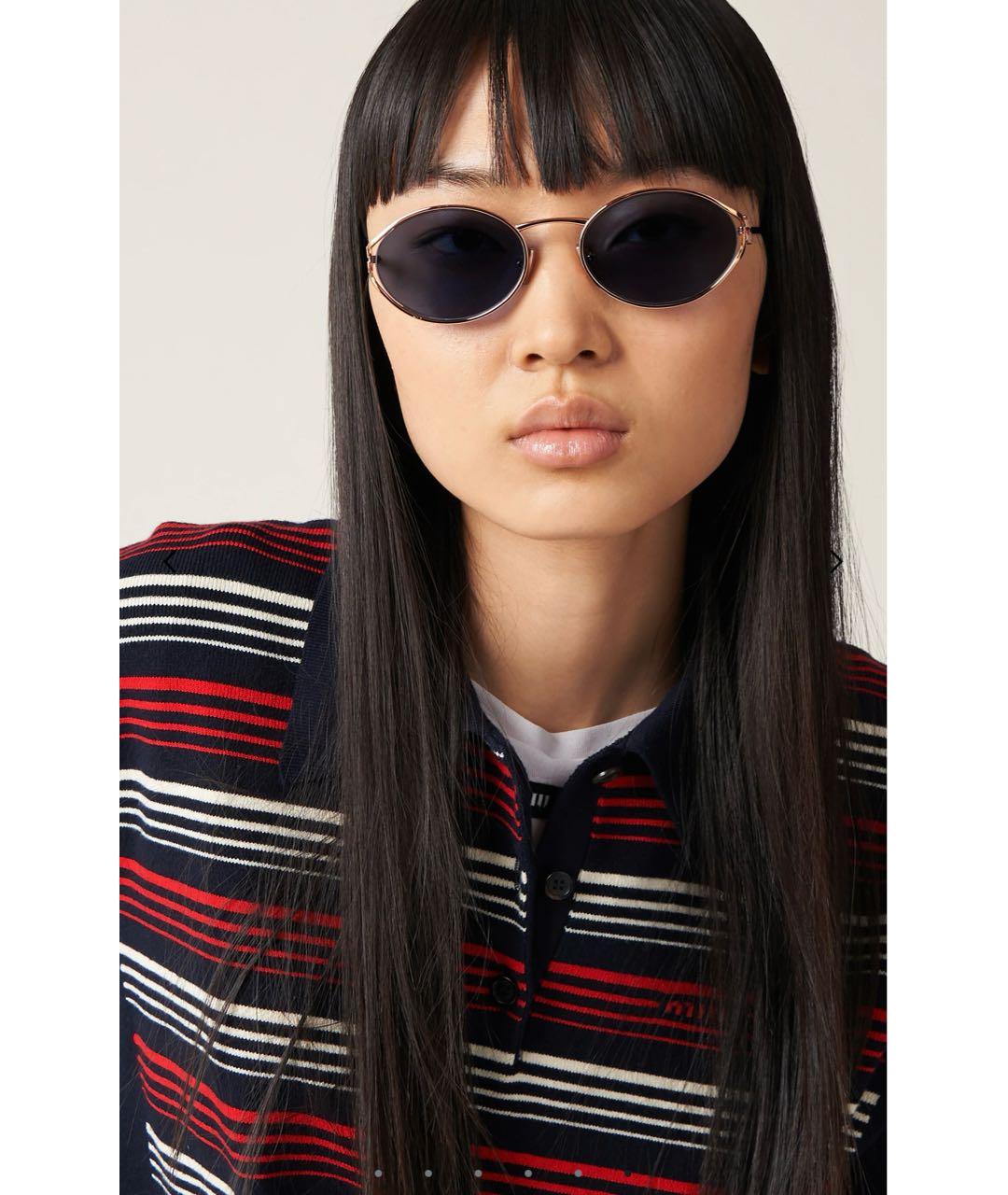 MIU MIU Темно-синие металлические солнцезащитные очки, фото 8