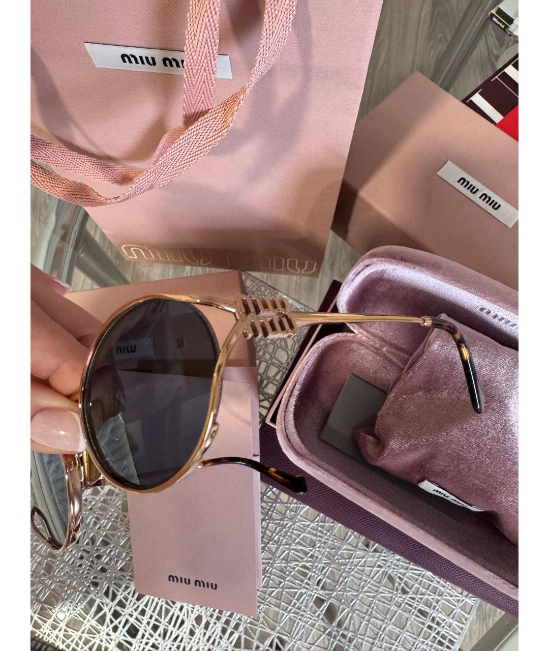 MIU MIU Темно-синие металлические солнцезащитные очки, фото 5