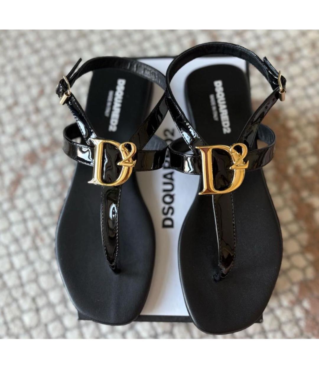 DSQUARED2 Черные кожаные сандалии, фото 3