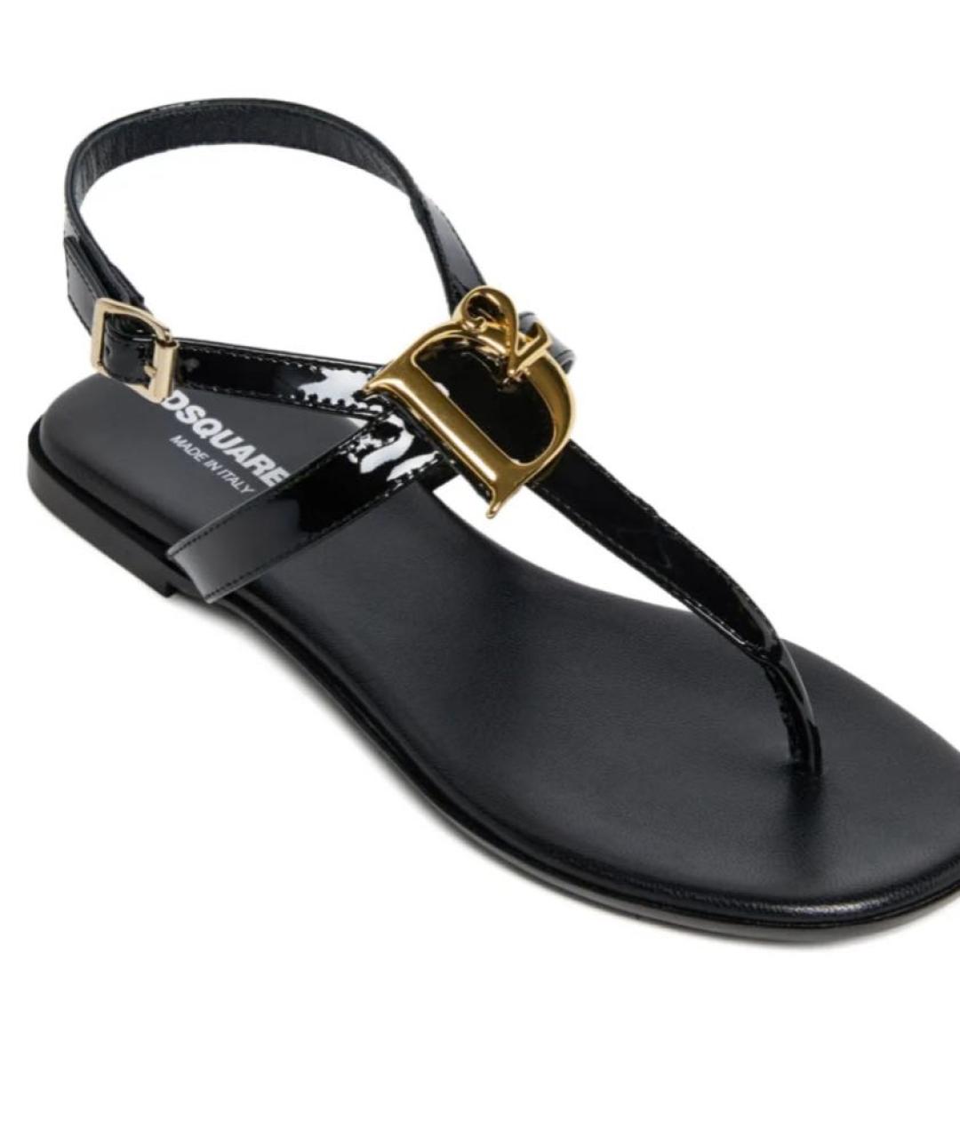 DSQUARED2 Черные кожаные сандалии, фото 2