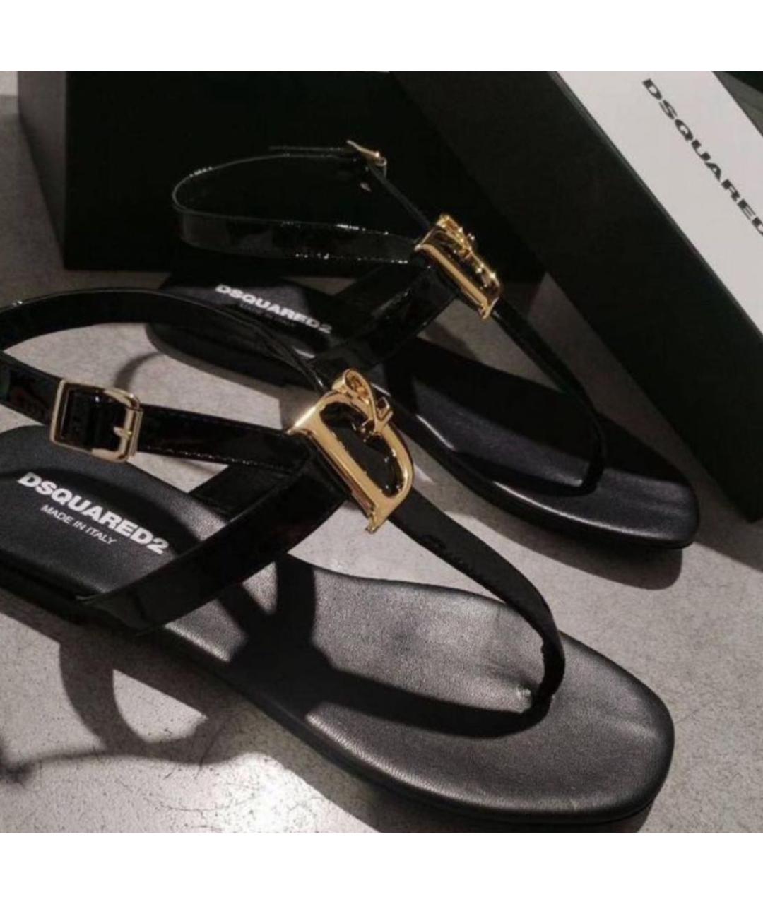 DSQUARED2 Черные кожаные сандалии, фото 5