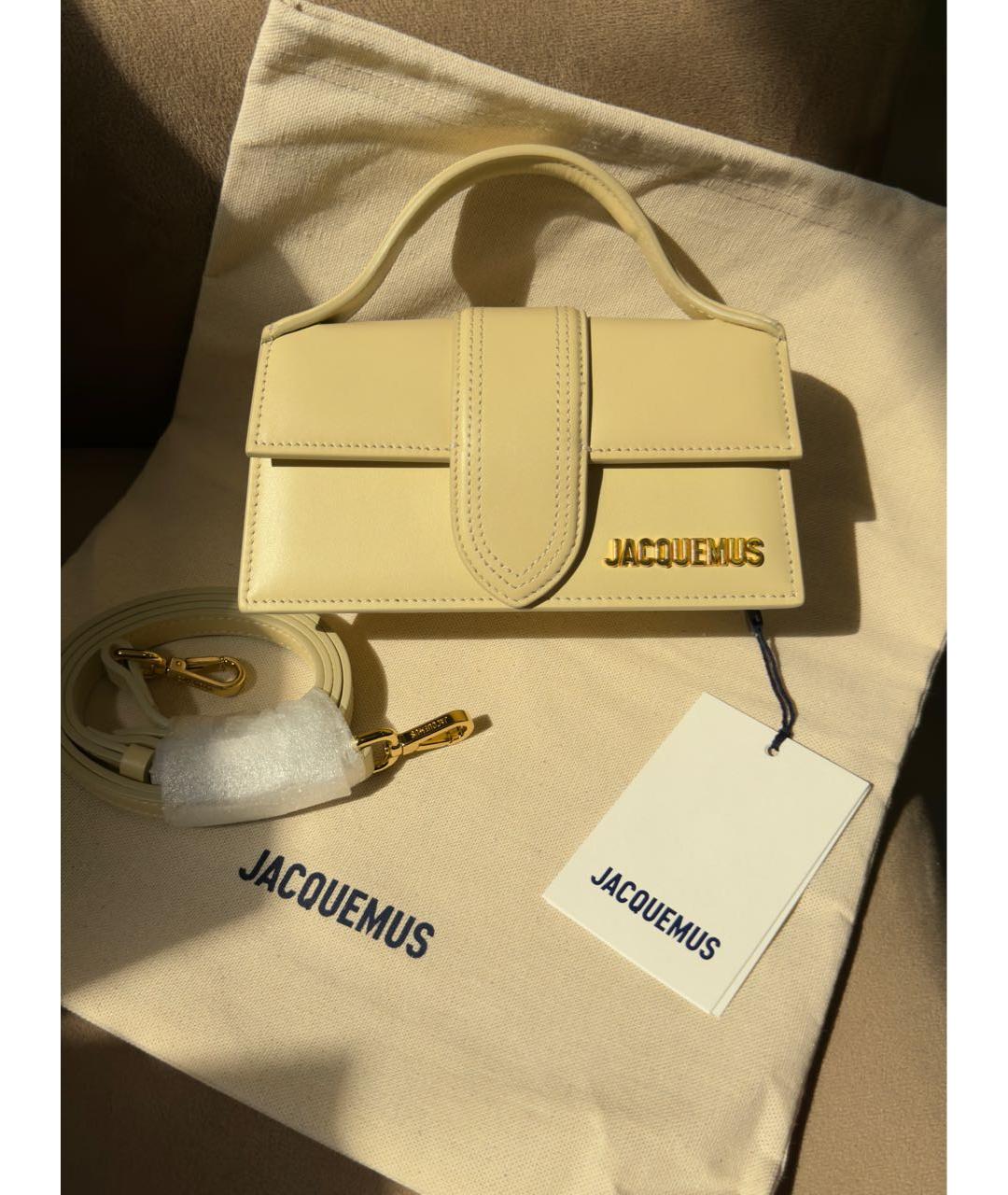 JACQUEMUS Бежевая кожаная сумка через плечо, фото 8