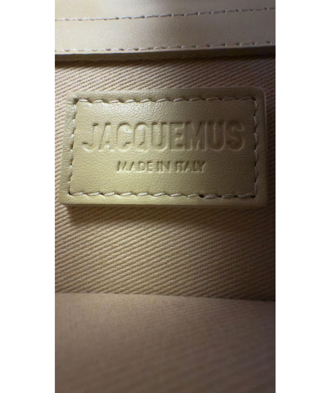 JACQUEMUS Бежевая кожаная сумка через плечо, фото 4