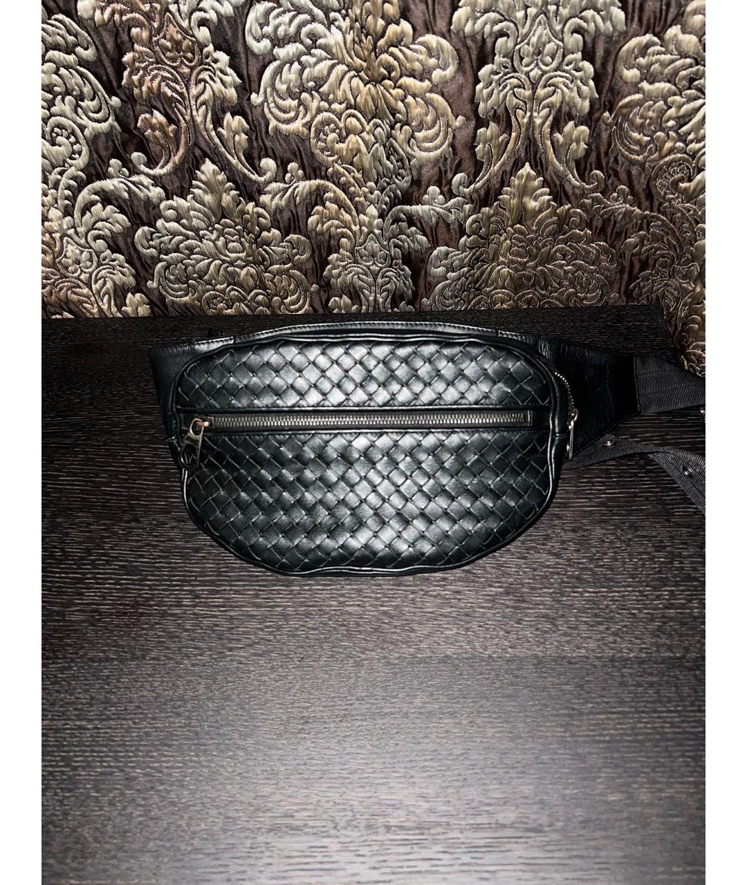 BOTTEGA VENETA Черная кожаная барсетка, фото 5