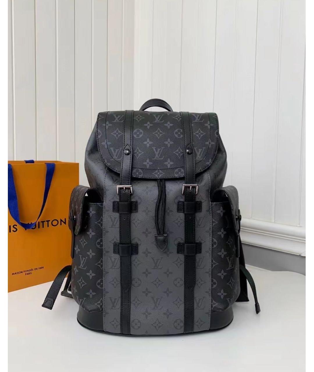 LOUIS VUITTON Черный кожаный рюкзак, фото 6