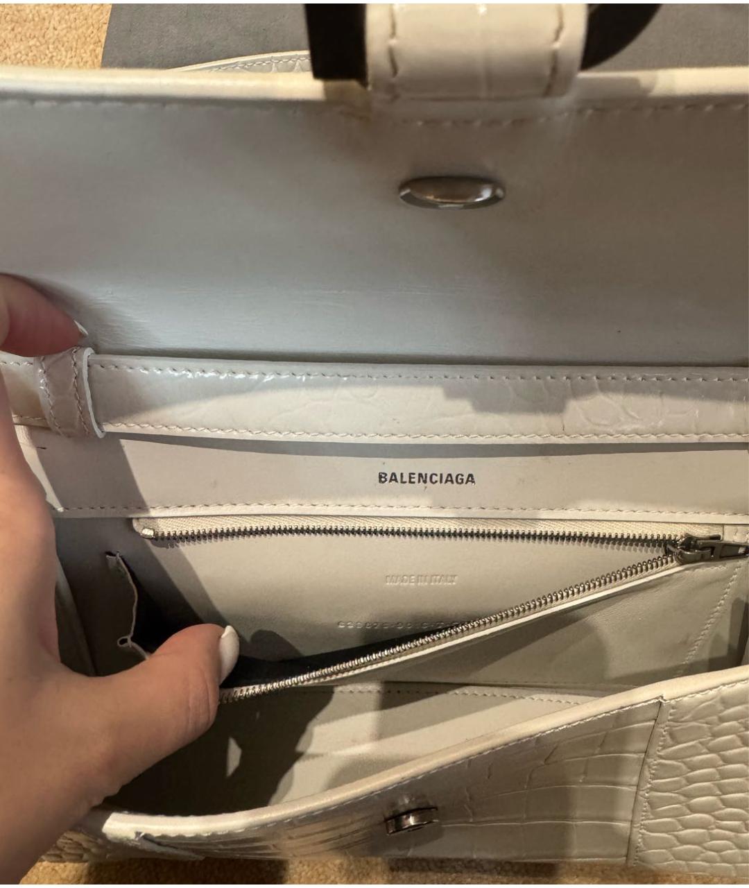 BALENCIAGA Белая кожаная сумка с короткими ручками, фото 4