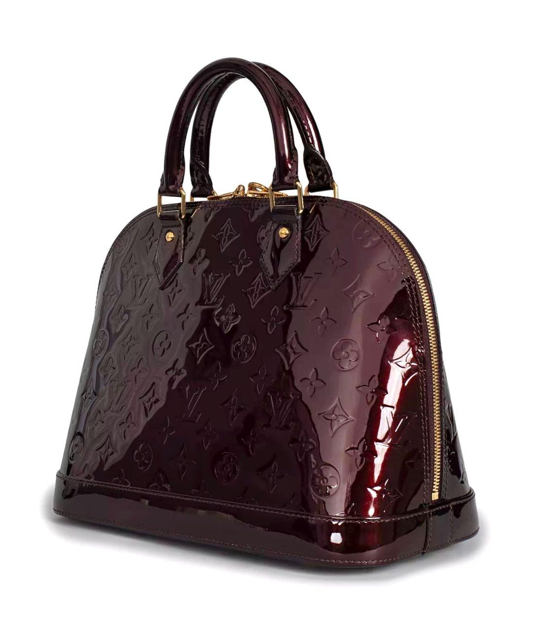 LOUIS VUITTON Бордовая сумка с короткими ручками из лакированной кожи, фото 2