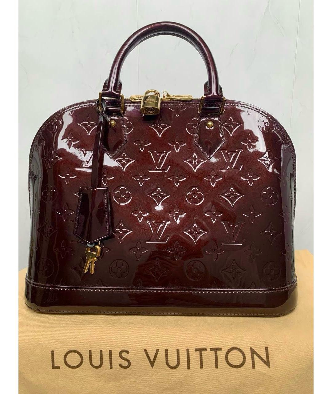 LOUIS VUITTON Бордовая сумка с короткими ручками из лакированной кожи, фото 3