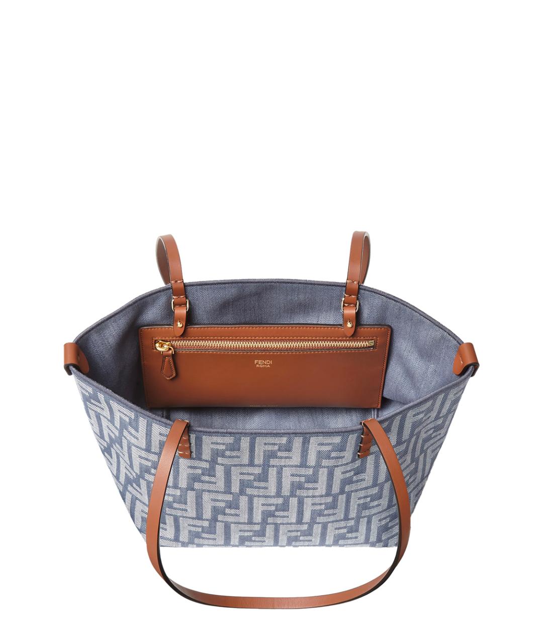 FENDI Голубая тканевая сумка тоут, фото 4