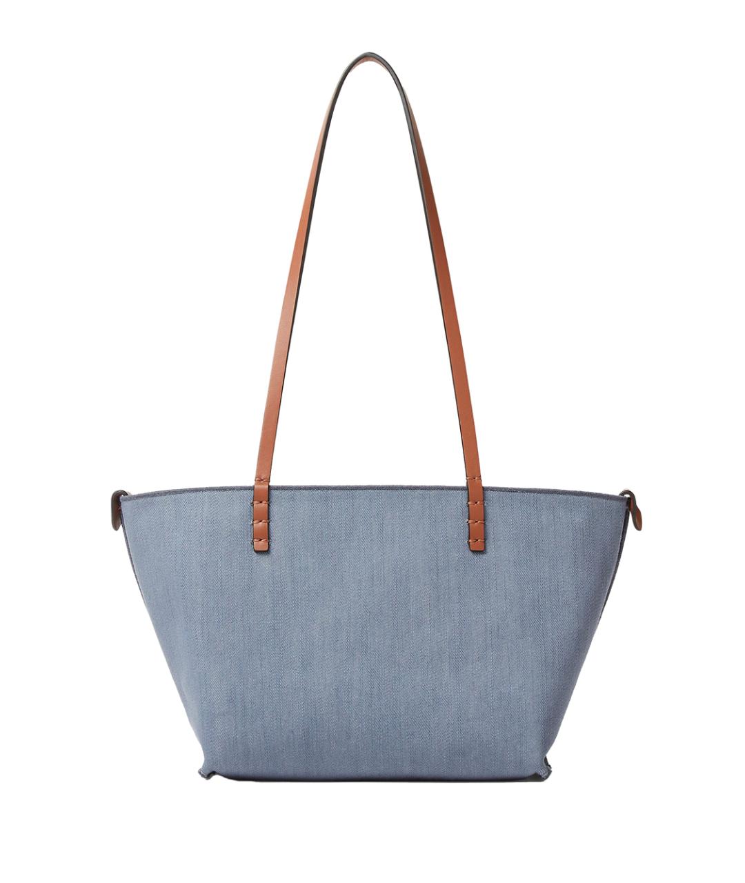 FENDI Голубая тканевая сумка тоут, фото 3