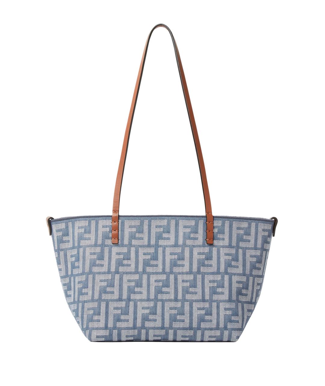 FENDI Голубая тканевая сумка тоут, фото 7