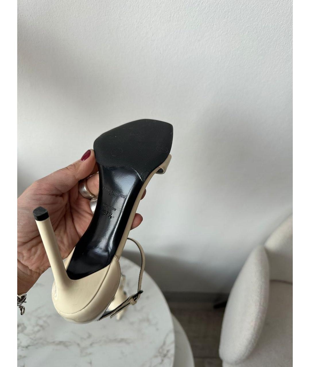SAINT LAURENT Бежевые босоножки, фото 4