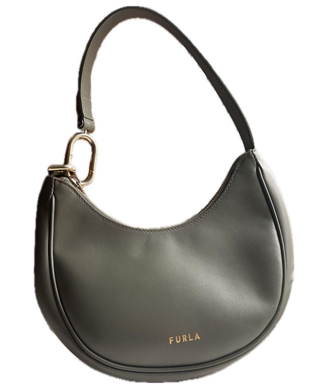 FURLA Хаки кожаная сумка с короткими ручками, фото 9