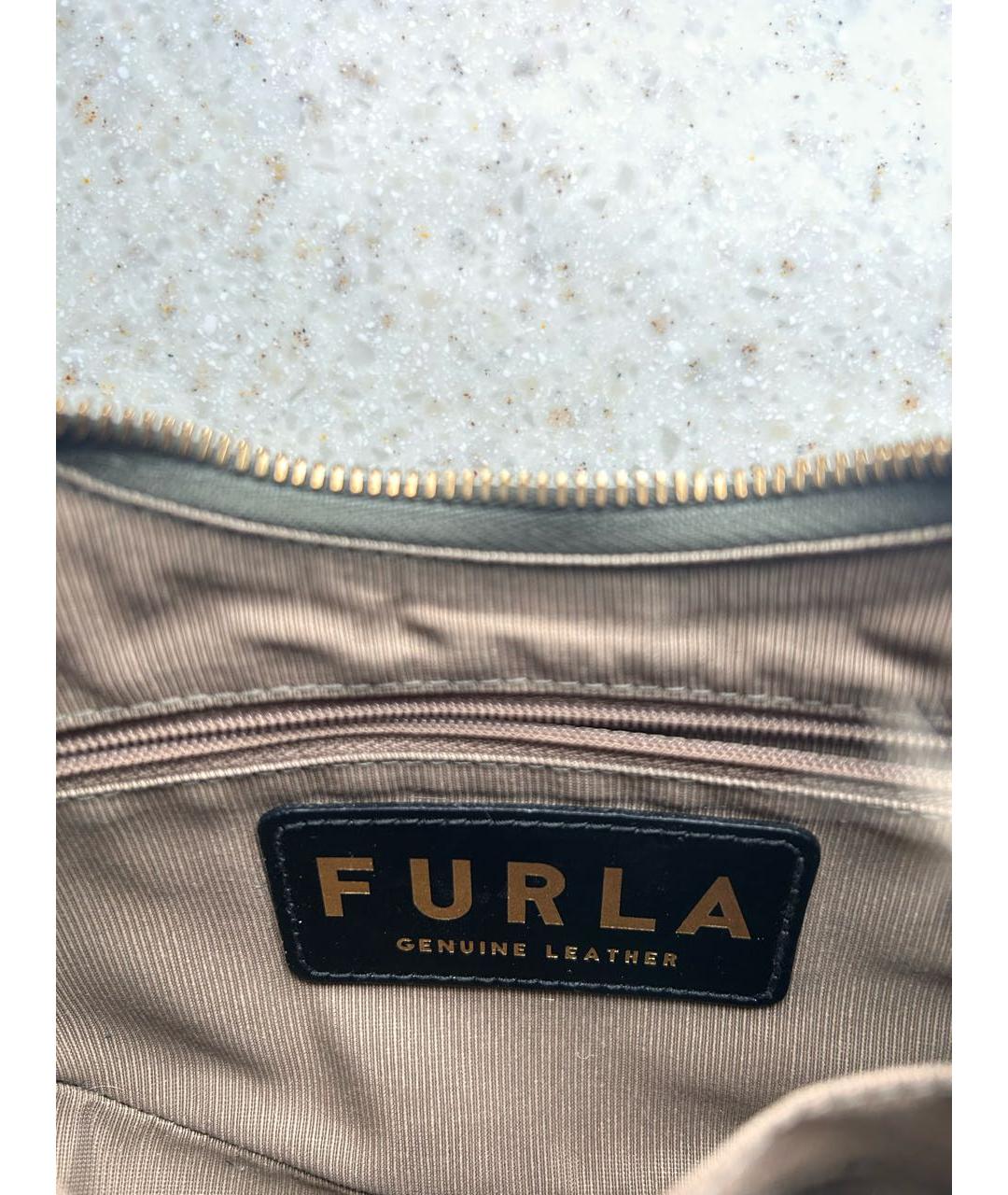 FURLA Хаки кожаная сумка с короткими ручками, фото 8