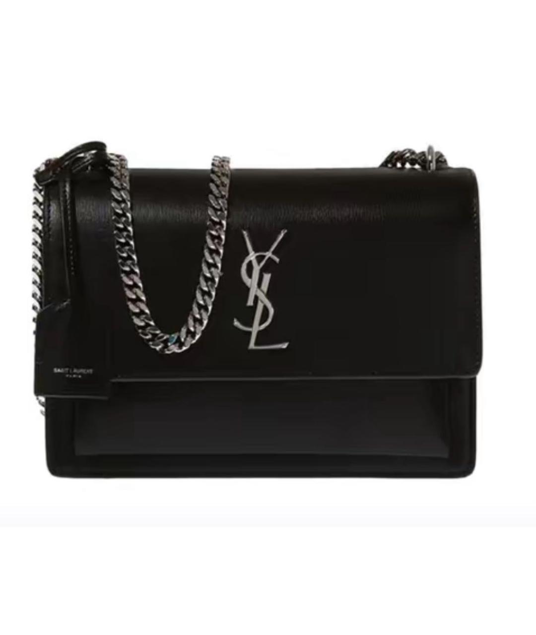 SAINT LAURENT Черная кожаная сумка через плечо, фото 3