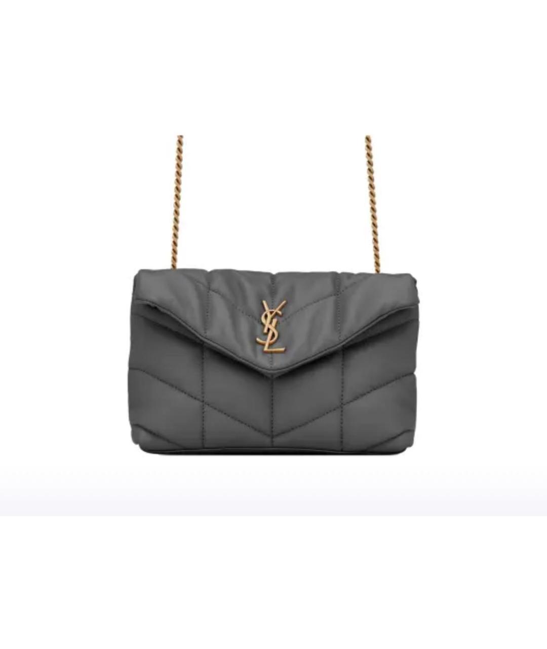 SAINT LAURENT Антрацитовая кожаная сумка через плечо, фото 3