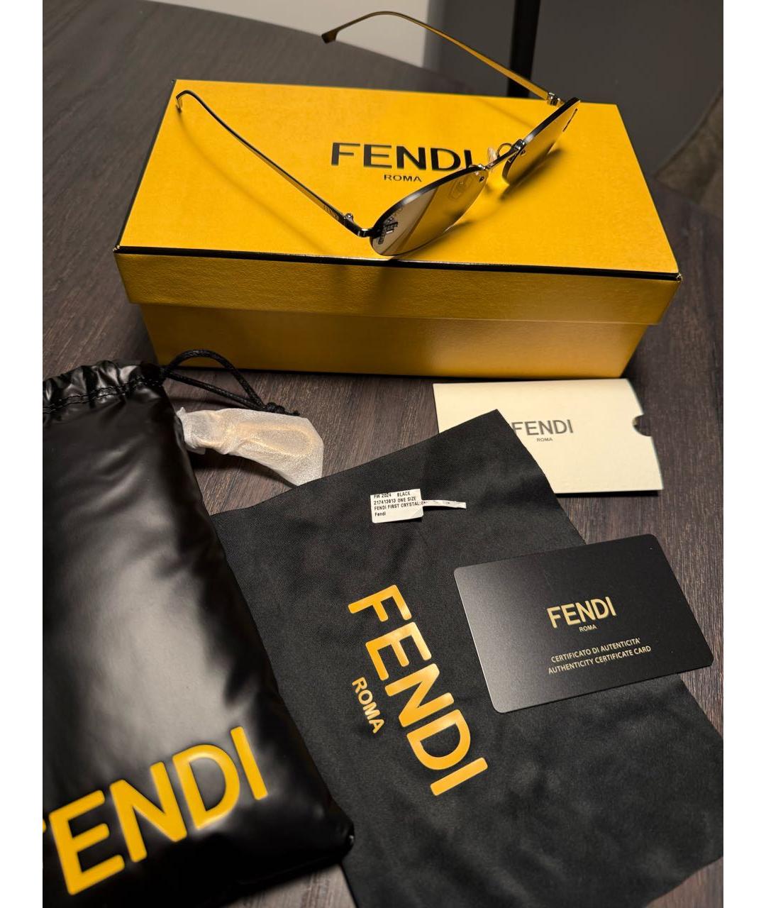 FENDI Черные металлические солнцезащитные очки, фото 6